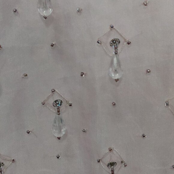 DKNY Vintage Crystal Embellished Pink Silk Organza Top Sz M - Picture 4 of 7